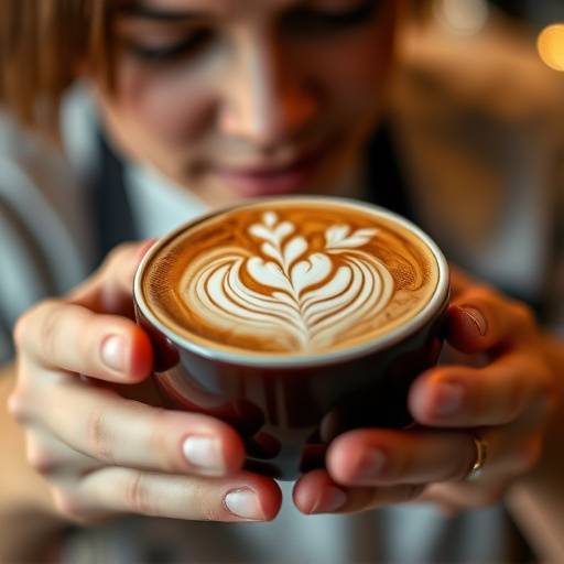 A close-up of intricate latte art created by one of our skilled baristas.
