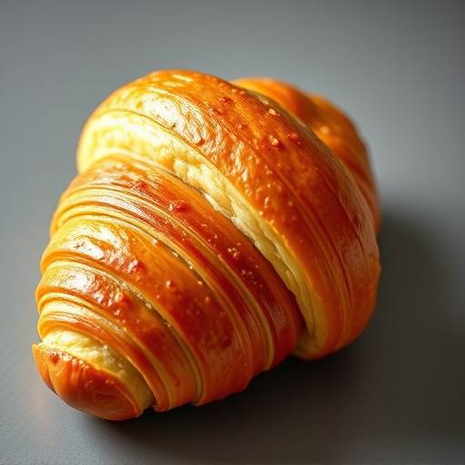A flaky, golden-brown croissant, freshly baked.