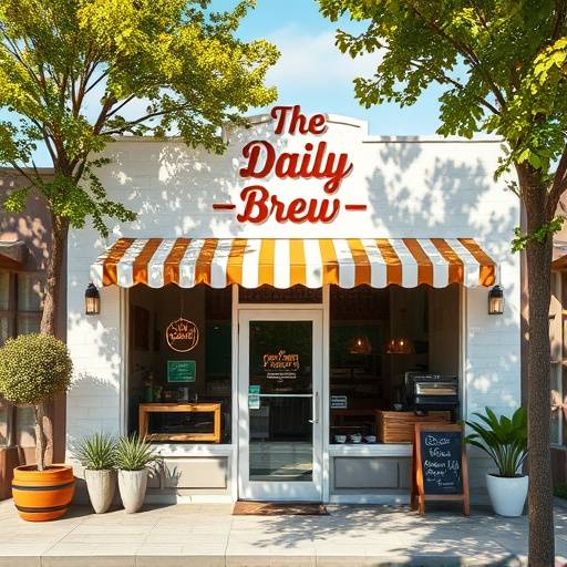 The exterior of The Daily Brew on a sunny day, showcasing its inviting entrance.